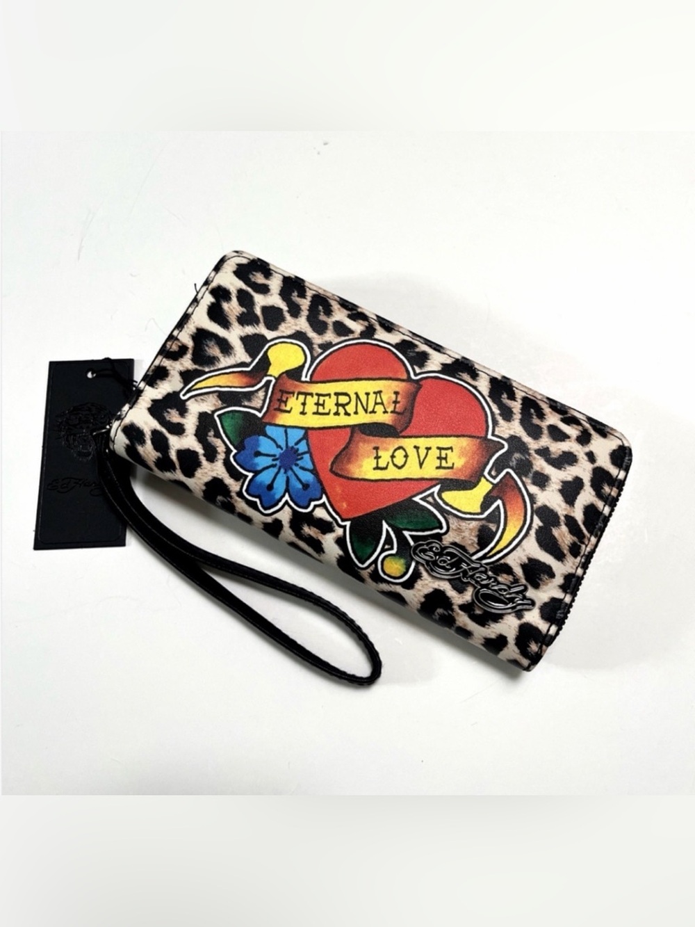 ED HARDY Leopard Rose Print Wallet NWT